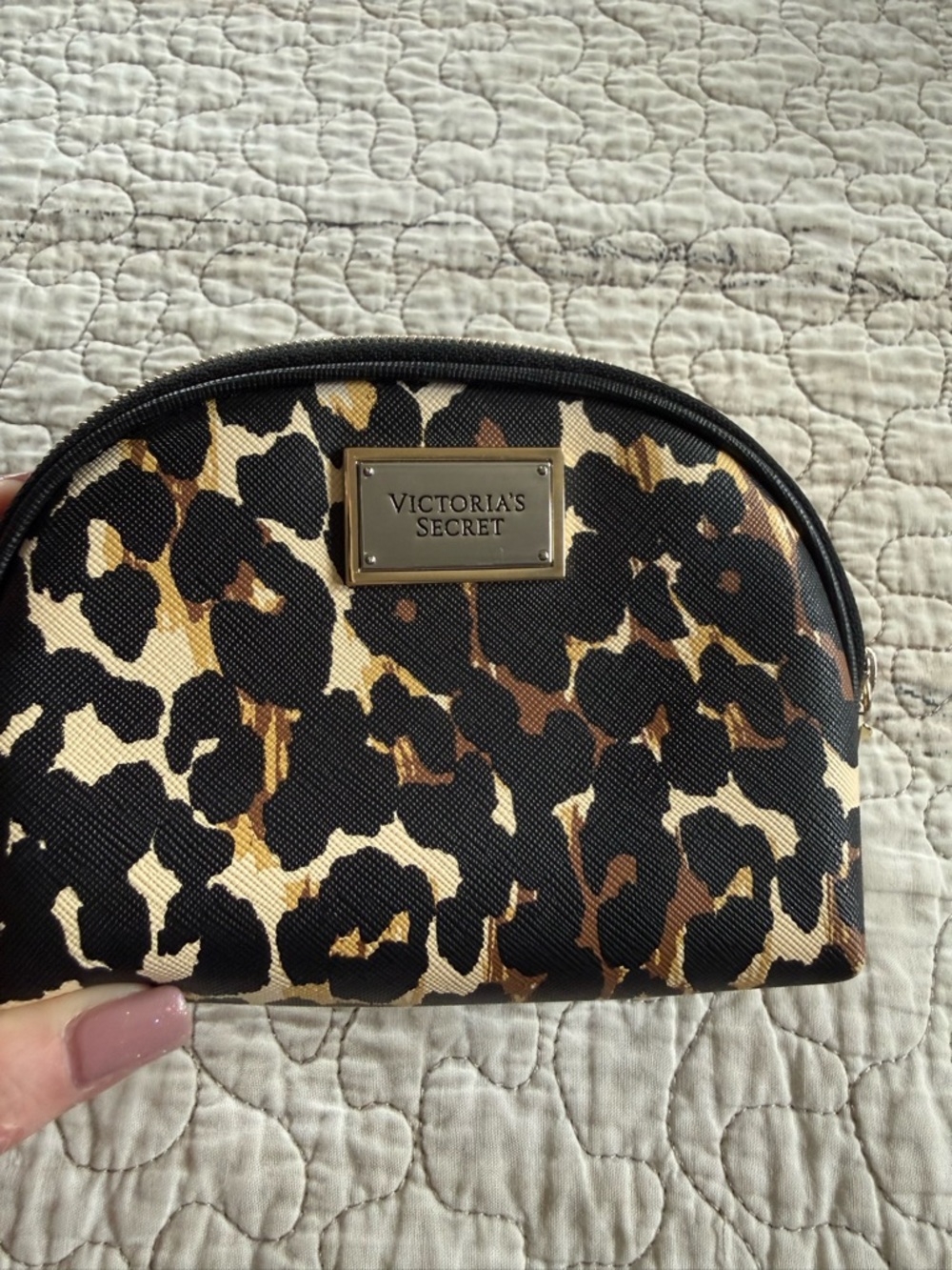 Victoria's Secret Black and Tan Leopard Cosmetic Pouch